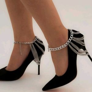 Silver layered chain anklet 1 piece